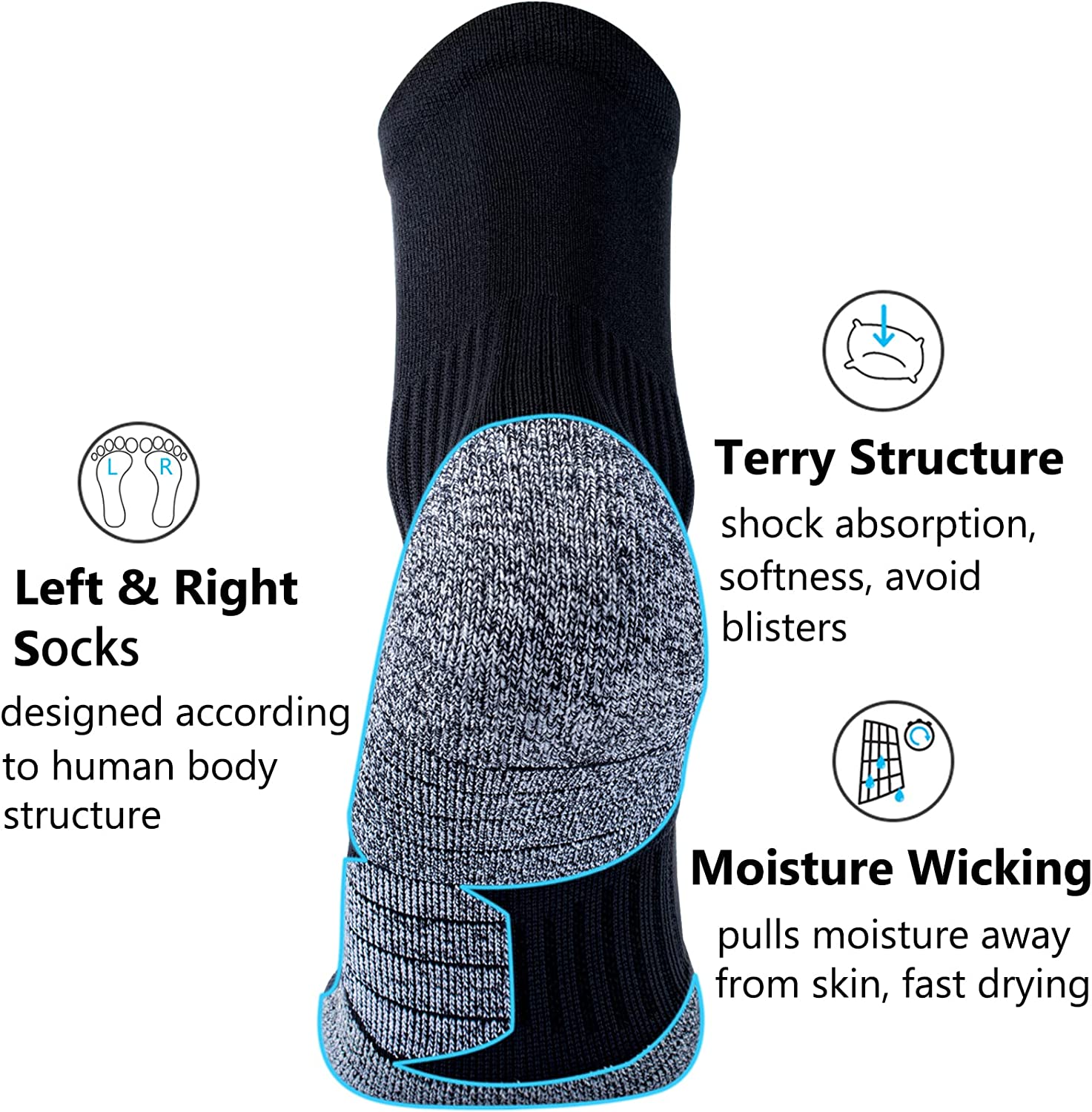 CWVLC Compression Athletic Quarter Socks Cushioned (4-Pair) for Men Women Kids - Image 4